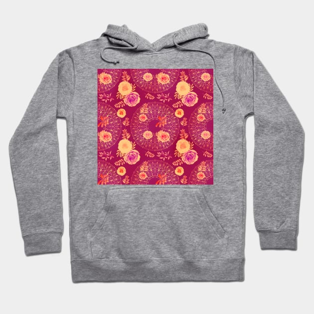 Spring Sunrise Mandalas and Roses Hoodie by sandpaperdaisy